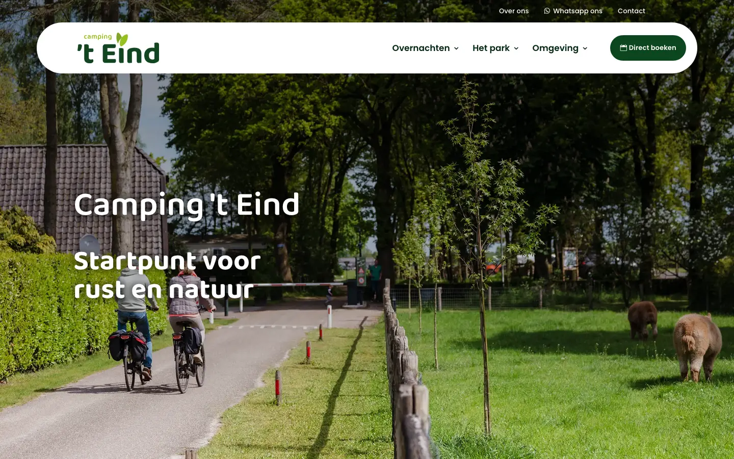 Website Camping 't Eind, Overberg op desktop