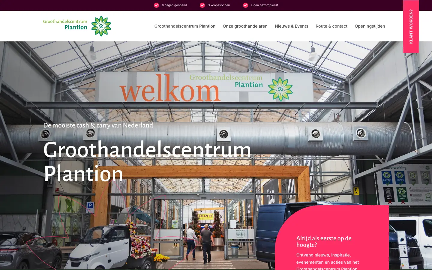 Website Groothandelscentrum Plantion, Ede op desktop