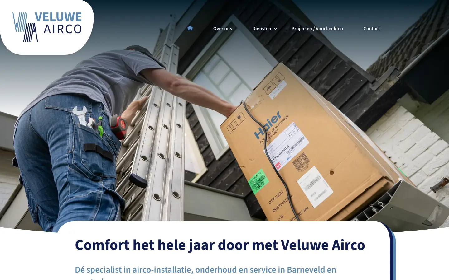 Website Veluwe Airco, Barneveld op desktop
